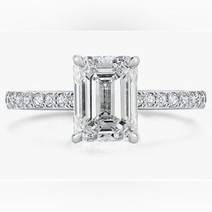 2ct Cushion/Princess/Emerald Cut CZ Ring Platinum Plated Sterling -Silve…